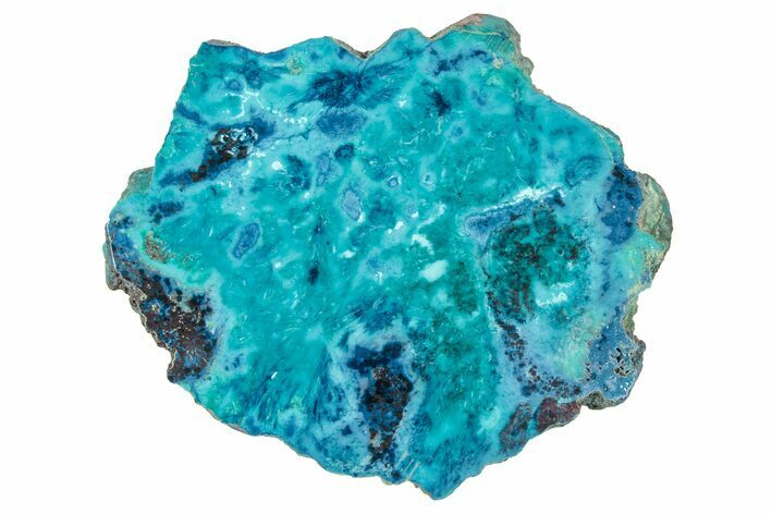 Vibrant Chrysocolla and Shattuckite Slab - Mexico #348739